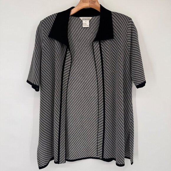 Exclusively Misook Womens Black pattern Open Cardigan jacket size large - Picture 6 of 14